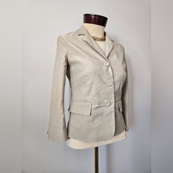 Teenflo Beige Linen Jacket. Size 4 - Picture 3 of 12